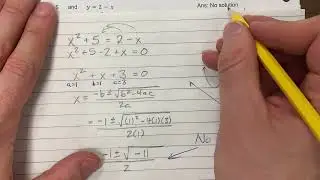 Where do y=x^2+5 and y=2-x intersect?