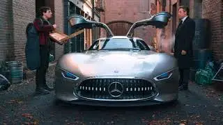 Batman and Wonder Woman Drive Mercedes Benz