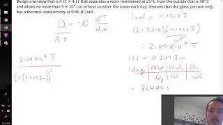 steady-state heat conduction Fourier's Law example problem