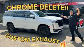 2021 Cadillac Escalade Gets Partial Chrome Delete + Custom Exhaust!!
