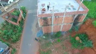 Imagem aérea da obra da minha casa - Preparando o terraço-  23 -01 -2022