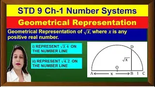 Geometrical Representation of √(𝒙,)  where 𝒙 is any positive real numbers- STD 9 Ch-1 Number Systems