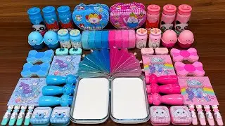 BLUE vs PINK ! Mixing random into GLOSSY SLIME ! Relaxing Slime Video 