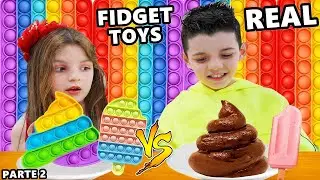 POP IT DE COMIDA VS COMIDA REAL - FIDGET TOYS CHALLENGE  / Piero Start e Helena