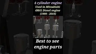 4 cylinder inline, Diesel engine, Mitsubishi #animation #engine