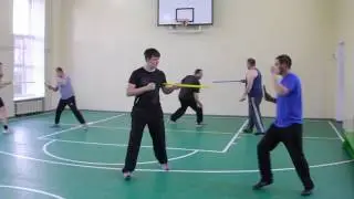 Отработка пореза на палках.