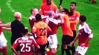 Barnet vs Wrexham fight 3 reds edgar david punch
