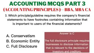 Accounting MCQs Part 3 (Accounting Principles) | BBA MBA CA | Test Your Understanding