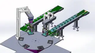 Solidworks Animation - Example of Assembly Machine with Indexing Table - 2 Station
