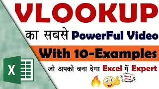 VLookup सिर्फ 40 Minute में Complete Tutorial (हिंदी) | VLookup in Excel- VLookup with 10 Examples
