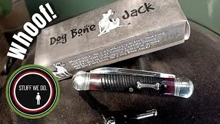 Rough Ryder Dog Bone Jack saw-cut bone RR1185 and pocket slip with clip.