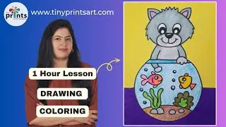 How To Draw Cat Catching Fishes