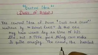 central idea of poem "dust of snow"|cbse|dust of snow|English|CLASS 10
