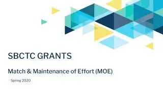 Introduction to Federal Match and Maintenance of Effort