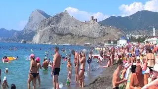 Судак пляж город В Крым на море 2015 Без комментариев