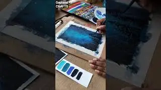 Watercolor Painting 🖌️🎨 Night Scene🌉✨#shorts #ashortaday #artaesthetic #youtubeshorts