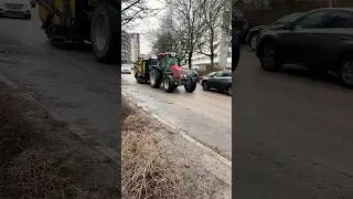Road cleaning #tractor in #sweden