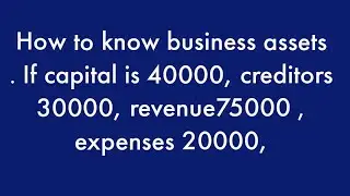 How to know business assets . If capital is 40000, creditors 30000, revenue75000 , expenses 20000,