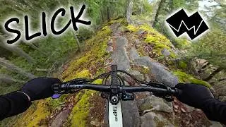 This trail is twice as hard in the wet, and it's already a double black!
