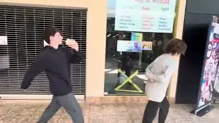 Me and my friend doin da goofy gojo and geto walk