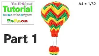 3D Origami Balloon Tutorial - Part 1 - Ultra HD 4K - A4 (1/32)