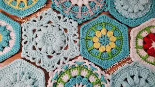 Crocheted Flower Hexagon Motifs