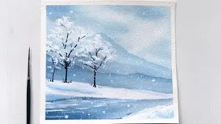 Winter Watercolor Painting for Beginners | Watercolor Painting Tutorial Easy