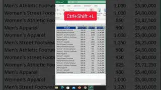 Shortcut key for filter 