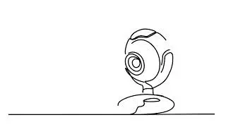 animation of a continuous drawing of a surveillance camera with one line. linear video
