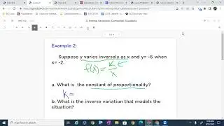 Y varies Inversely as X  Inverse Variation