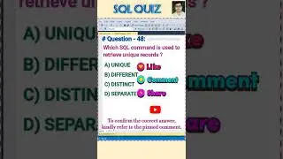 SQL Quiz 48 || #sql #mysql #coding #quiz #interview #mcq #shorts #viralvideo #reels @SekharAcademy1