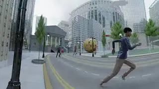 Pacman chasing people 360 degree video
