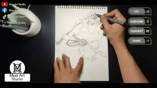 Drawing Inoshuke Hashibira With pen by Moe Art Studio