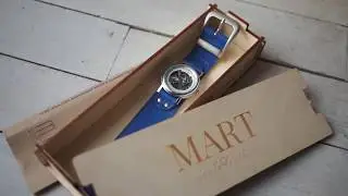 Studio MART. Механические часы на широком кожаном ремне Belts Blue