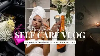 GETTING BACK TO MYSELF💅🏽! SPA NIGHT+ NEW Lashes +Flowers + Grocery Haul +More | SELF CARE VLOG