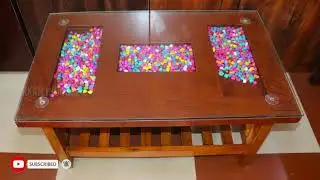 Wood base top glass with colour stone teapot for Popular Bharath Furniture Bengaluru