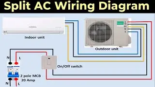 split ac wiring diagram | Indoor Outdoor single phase unit connection | 3 wire connection