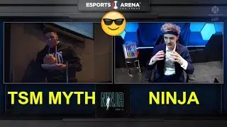 TSM Myth shows his burger to Ninja, 14 year old 4DRStorm post-win interview.