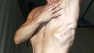Shirtless muscle flexing after tanning :-)