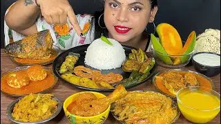 Massive Indian🔥Food Eating - Chicken Leg Curry, Prawn Curry, Fish Curry, Egg Curry, Vegetables Fry