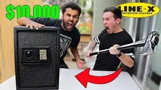 $10,000 If Anyone Can BREAK This SAFE!! (MYSTERY WEAPONS Challenge!!) *UNBREAKABLE LINE-X SAFE*