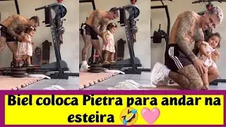 Biel coloca Pietra para andar na esteira 🤣🩷