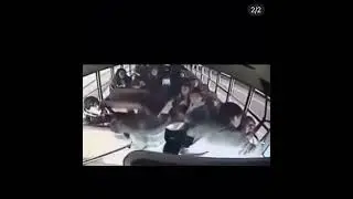 Amazing video shows a brave 13 year old boy drive a school bus to safety after the driver passed out