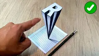 Easy 3D Drawing 🔥 How to Create the Letter R with Depth Effect