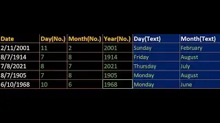 How to convert date into Day, Month and Year in Excel || DAY,MONTH,YEAR & TEXT FUNCTION IN EXCEL
