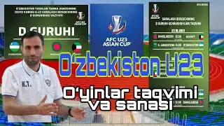 Osiyo kubogi U23 saralash bosqichi  O'zbekiston terma jamoasi raqiblari o'yin sanasi va vaqti.