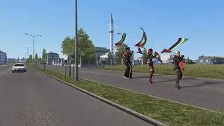 The Witcher Characters Dance Holding Flag of Palestine in Tekirdag Turkey