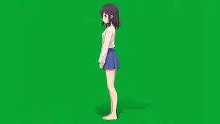 Cute anime girl green screen video | Anime girl standing pose green screen