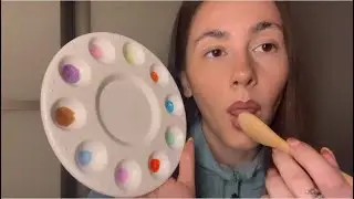 ASMR- Spit painting with real paint brushes for ultimate tingles (slightly chaotic)🎨
