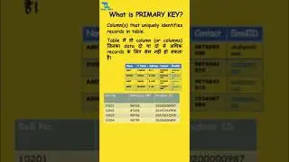 What is Primary key in Database DBMS  
